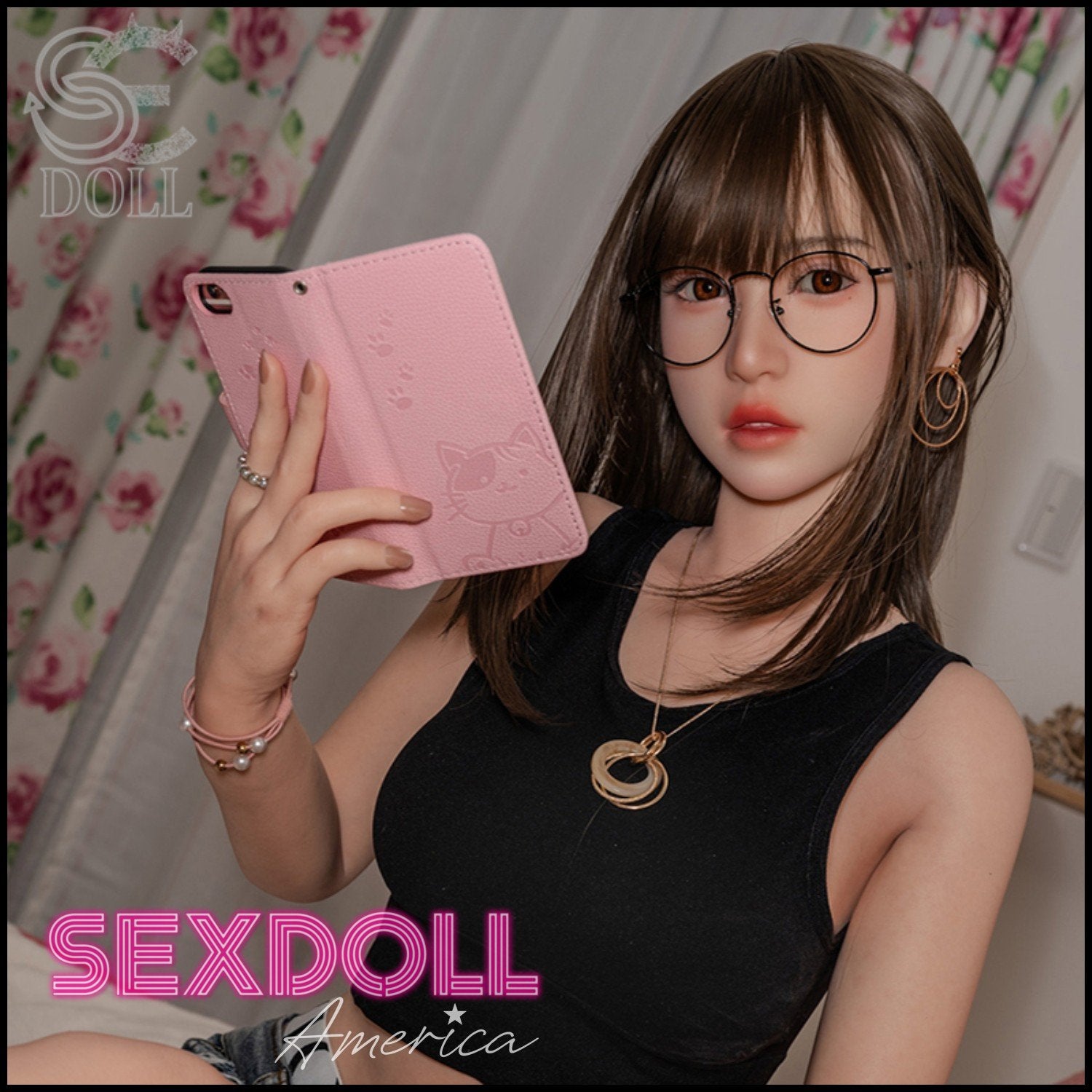 SE Doll Realistic Sex Doll Black Hair Short Petite Small Tits Boobs