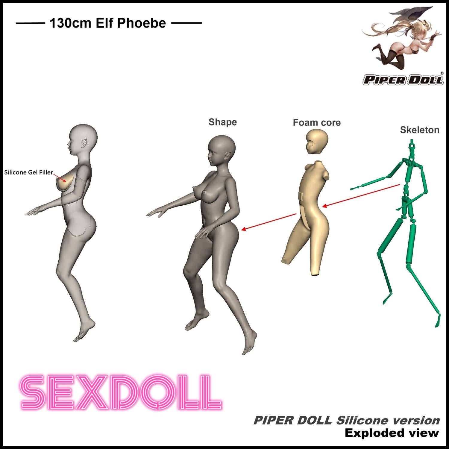 Realistic Sex Doll IN-STOCK - 130 (4'3") Elf Phoebe D-Cup - Piper Eco by Sex Doll America