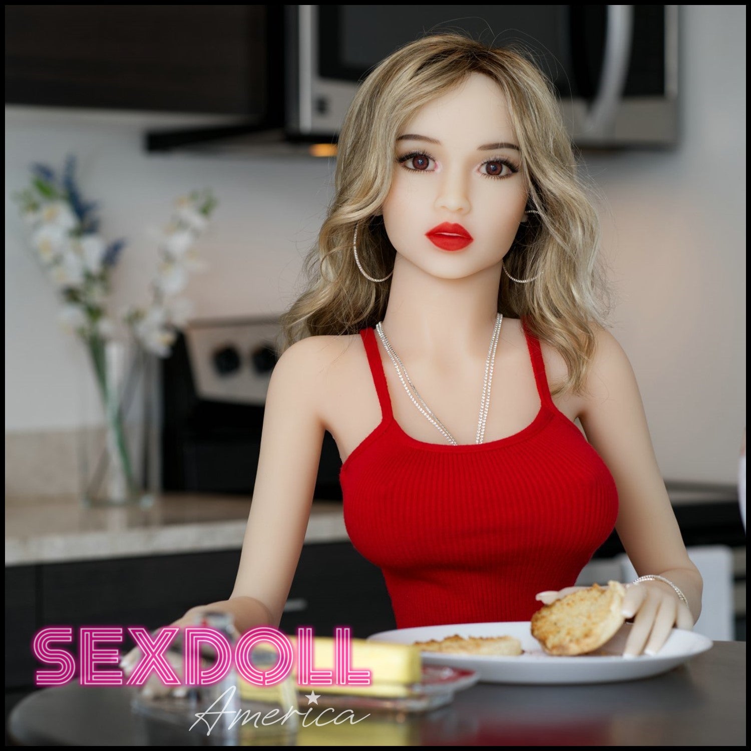 Realistic Sex Doll 141 (4'7") D-Cup Kylie Red Dress (Head #115) - YL Doll by Sex Doll America